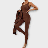 Klementina – Elegantni Rebrasti Set s Kardiganom