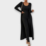 Klementina – Elegantni Rebrasti Set s Kardiganom