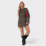 Mia - Kratka Haljina s Animal Print Uzorkom