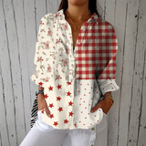 Maja - Razigrana patchwork bluza s crvenim motivima