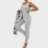 Klementina – Elegantni Rebrasti Set s Kardiganom