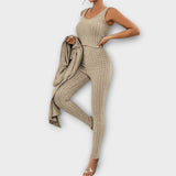 Klementina – Elegantni Rebrasti Set s Kardiganom